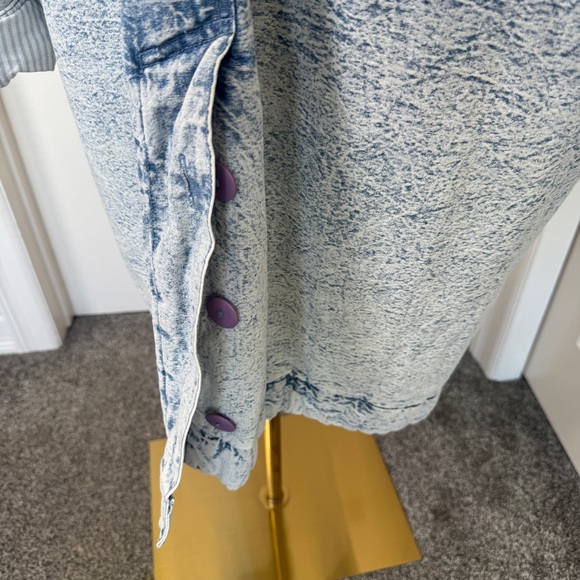 Vintage Izzi Acid Wash Cotton Long Jacket Coat Hooded Size M - Picture 8 of 13